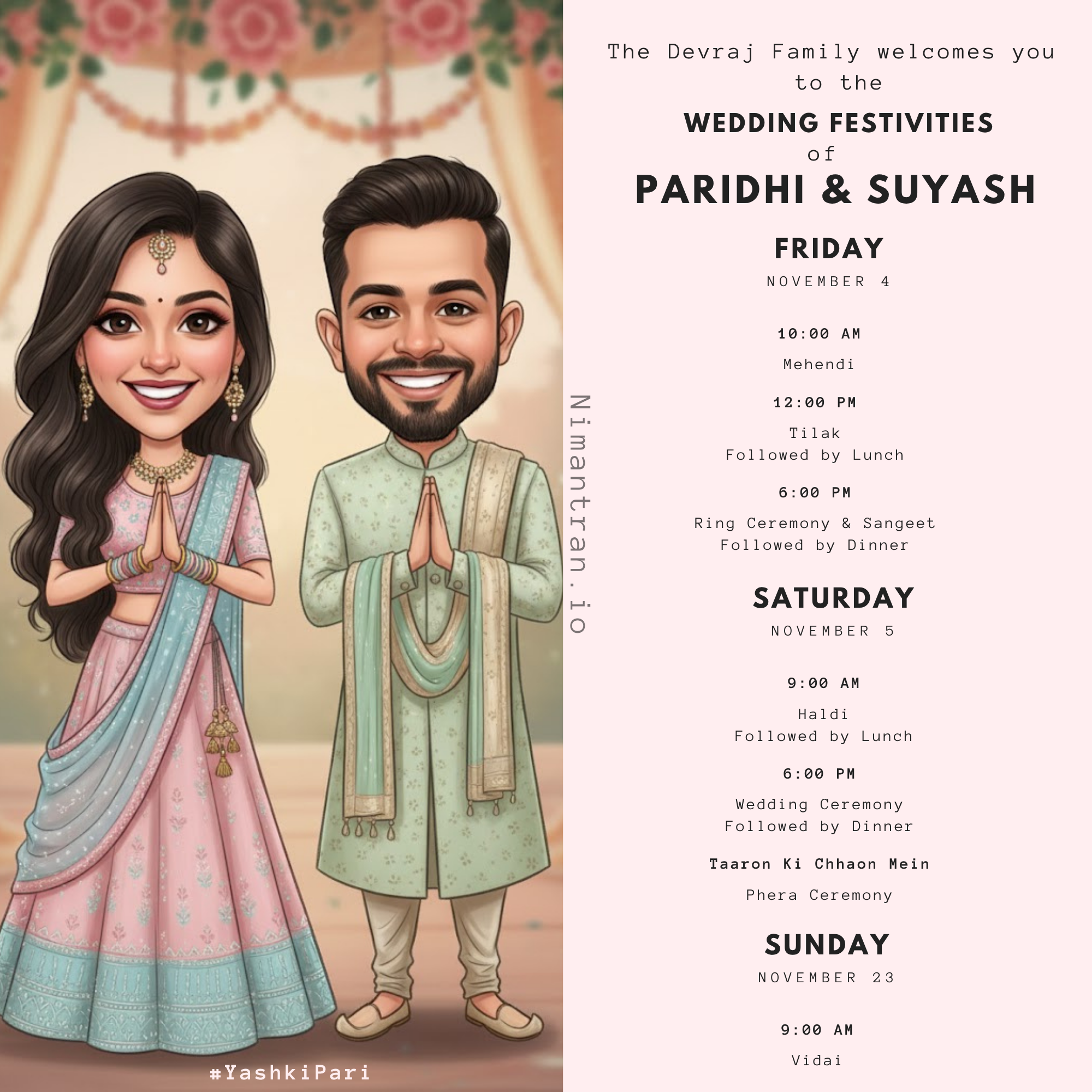 Wedding Itinerary Board